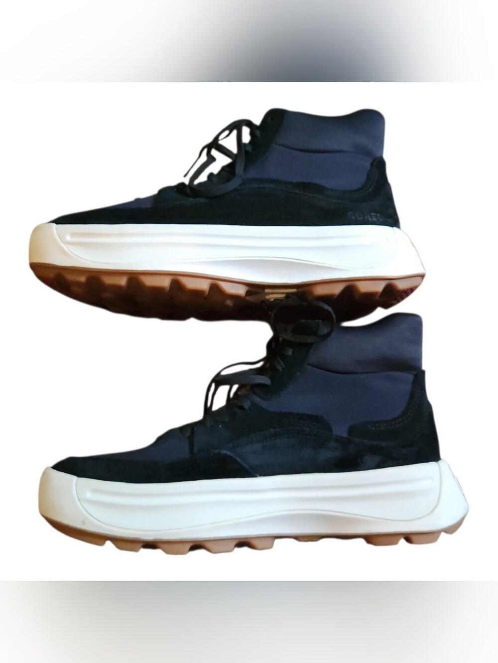 SOREL ONA 503 Mid Sneaker‎ Boot Black Suede Chunky Platform Hiking Womens 8